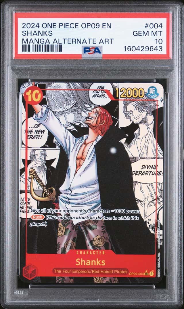 2024 One Piece OP09 EN #004 Shanks Manga Alternate Art PSA 10 GEM MINT