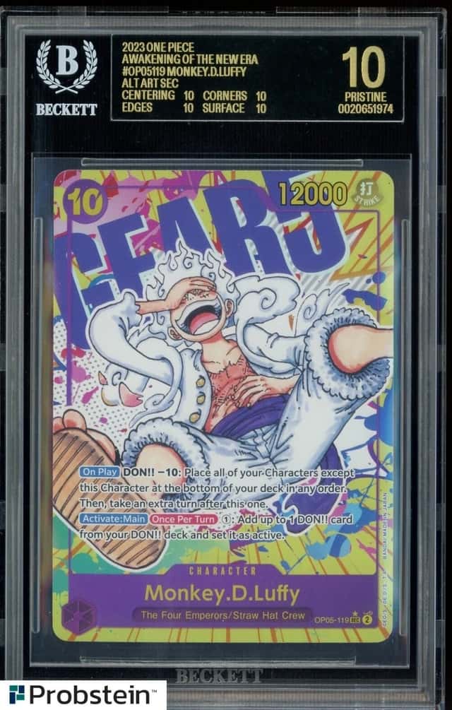 2023 One Piece OP05119 Awakening of New Era Monkey D. Luffy BGS 10 BLACK LABEL