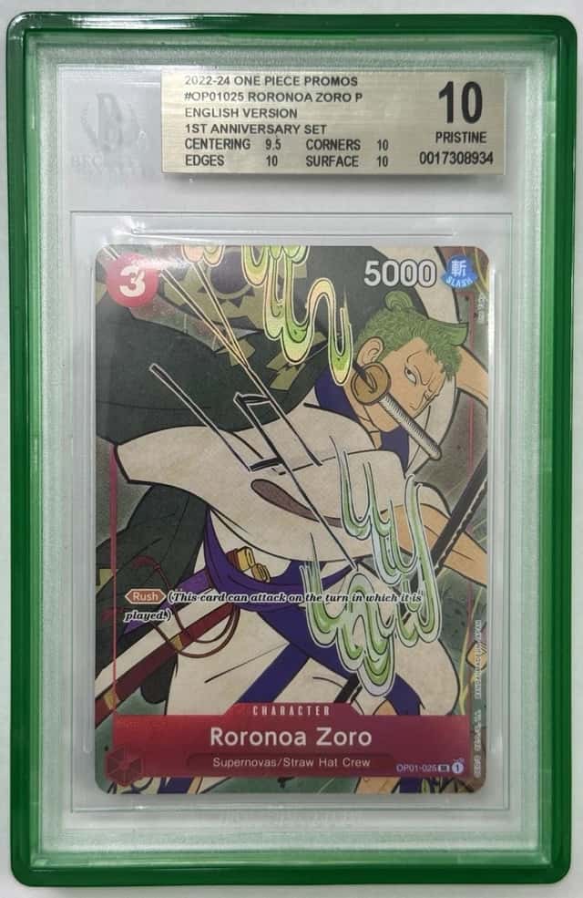 2024 One Piece English Version 1ST Anniversary SET #025 RORONOA ZORO BGS 10