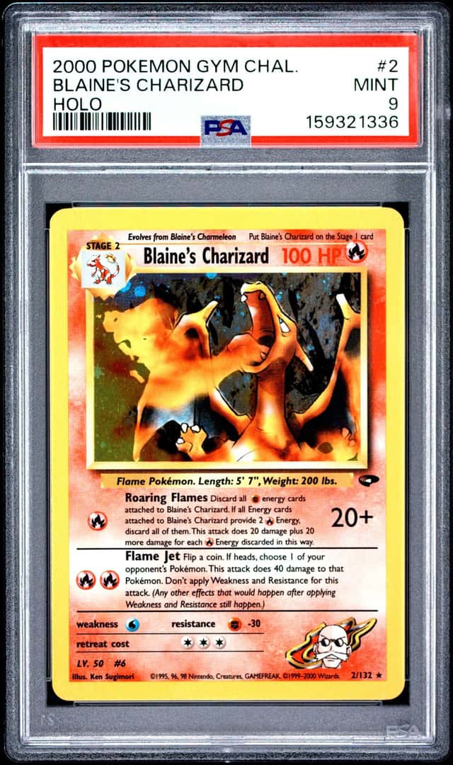2000 POKEMON BLAINE'S CHARIZARD HOLO GYM CHALLENGE #2 PSA 9