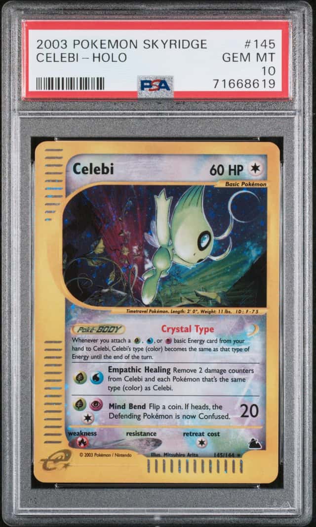 2003 POKEMON CELEBI CRYSTAL HOLO SKYRIDGE #145 PSA 10 *DOUBLE SWIRL*