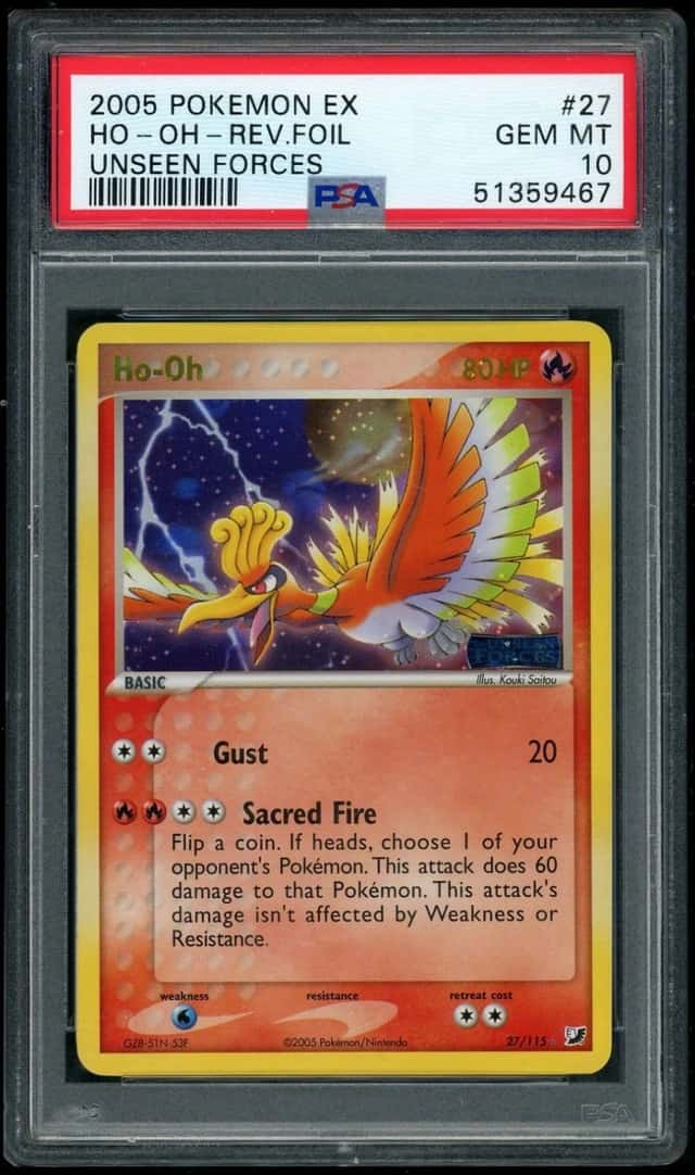 POKEMON HO-OH-REV.FOIL 2005 EX UNSEEN FORCES #27 PSA 10