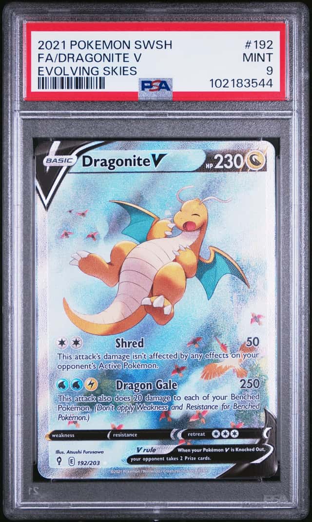 2021 Pokemon SWSH Evolving Skies #192 FA Dragonite V PSA 9 MINT