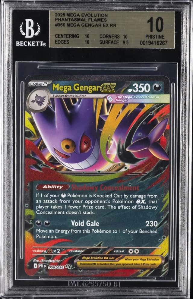 2025 POKEMON PFL EN-PHANTASMAL FLAMES #056 MEGA GENGAR EX BGS 10