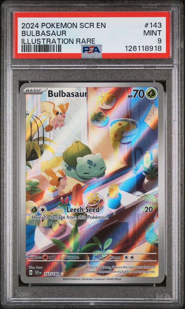 Bulbasaur Sv07 Stellar Crown Illustration Rare Holo 143/142 EN 2024 PSA 9