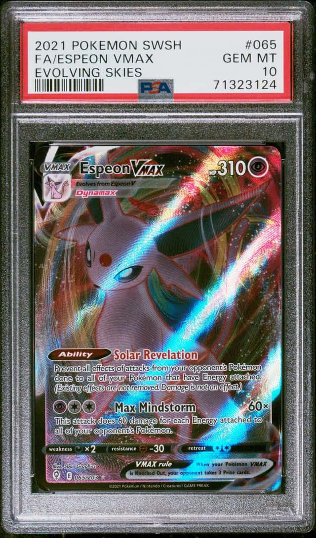 Pokemon Cards PSA 10 GEM MT Espeon Vmax Evolving Skies SWSH 2021 065/203