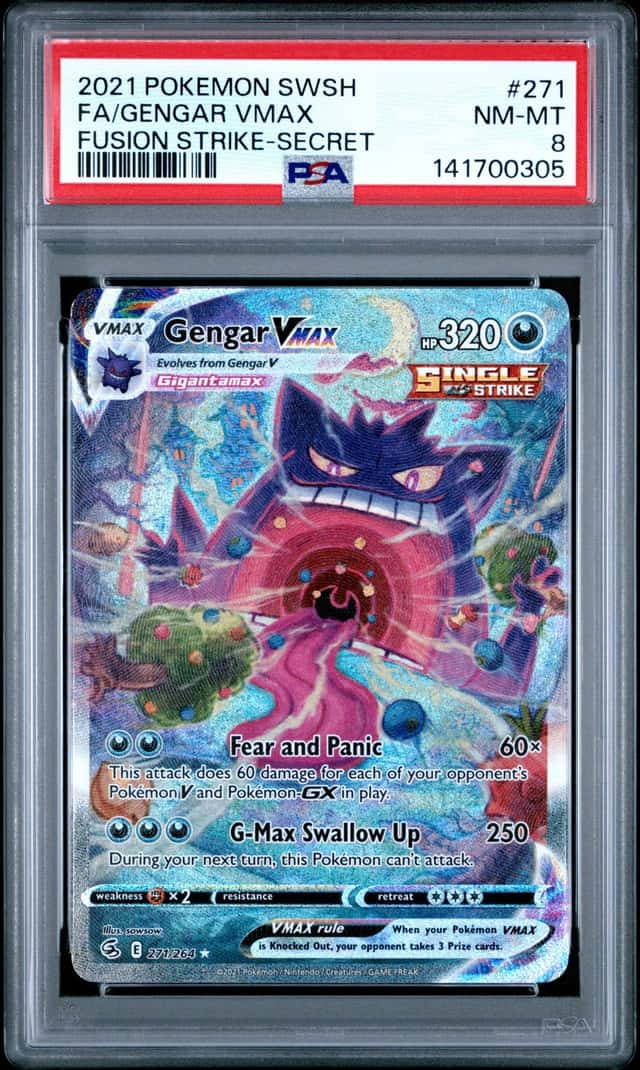 2021 Pokemon SWSH Fusion Strike Secret #271 FA/Gengar VMAX PSA 8