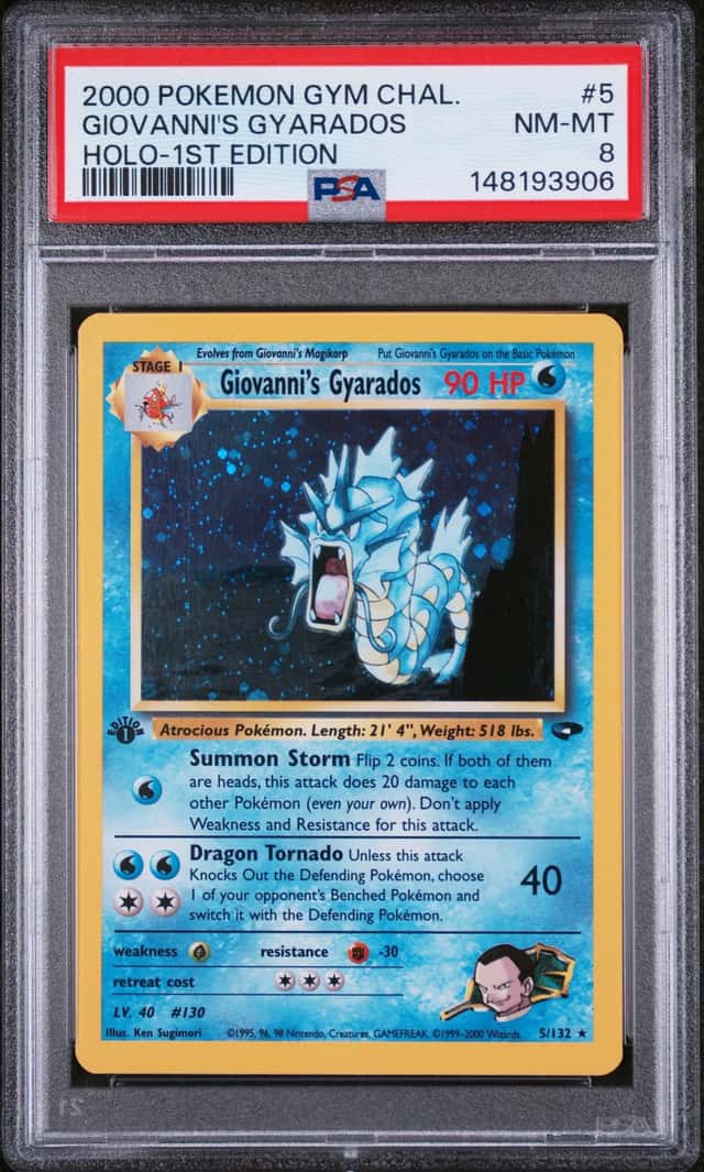 2000 Pokemon Gym Challenge #5 Giovanni's Gyarados Holo 1st Edition PSA 8