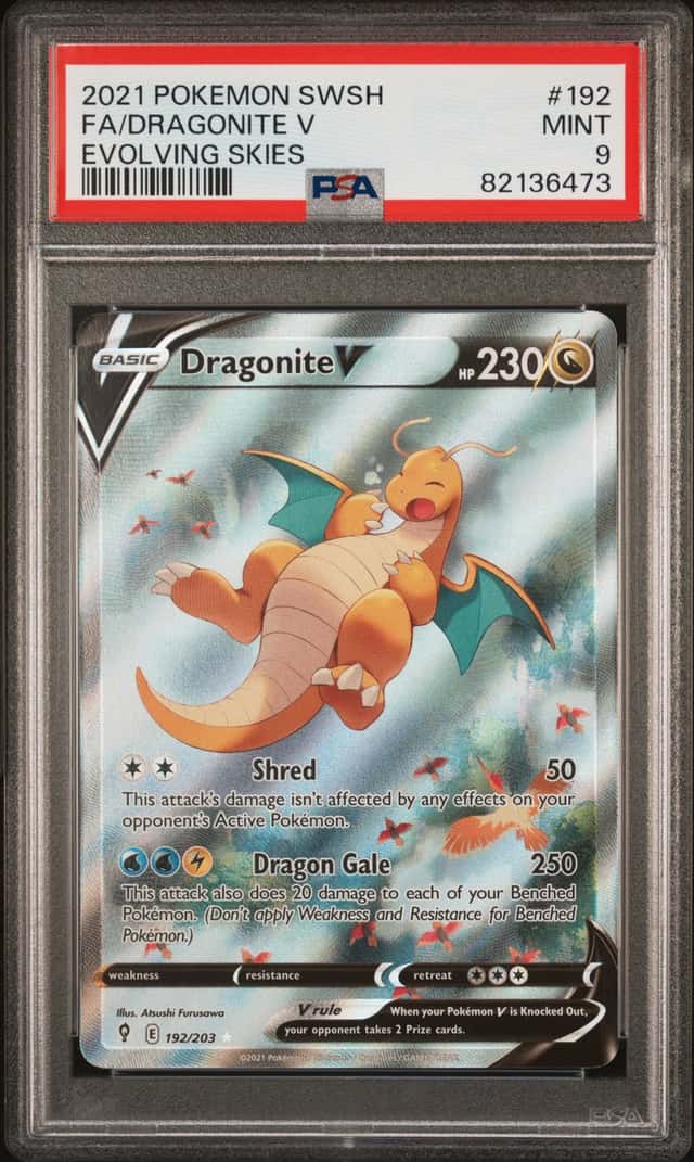 2021 Pokemon SWSH Evolving Skies #192 FA Dragonite V PSA 9 MINT