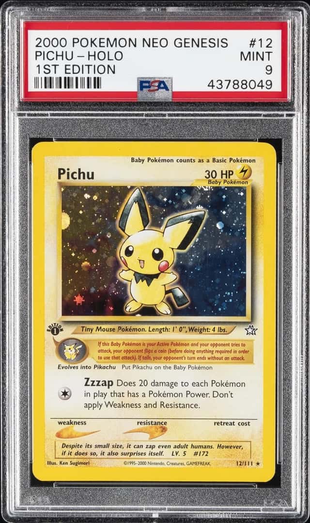 2000 POKEMON NEO GENESIS 1ST EDITION #12 PICHU-HOLO PSA 9