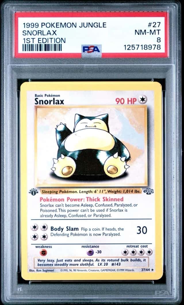 PSA 8 1st Edition 1999 Pokemon Jungle Snorlax 27/64 Rare Regular