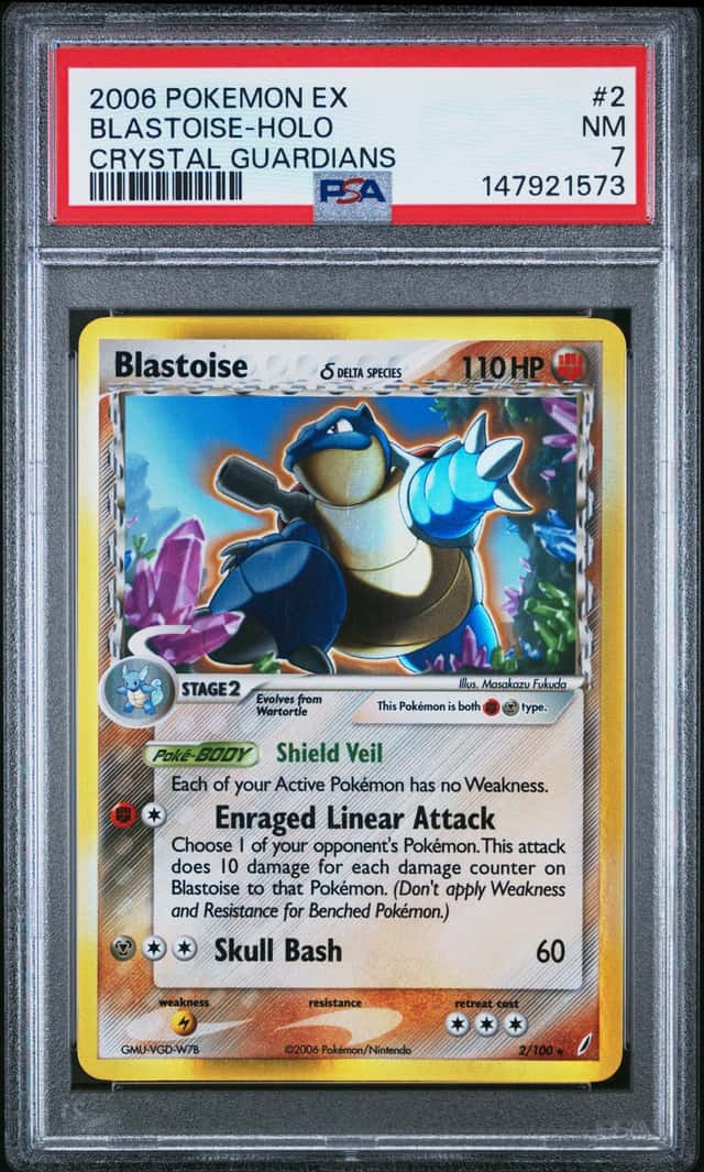2006 Pokemon EX Crystal Guardians Blastoise Holo #2 PSA 7 NM Delta Spec Pop 423