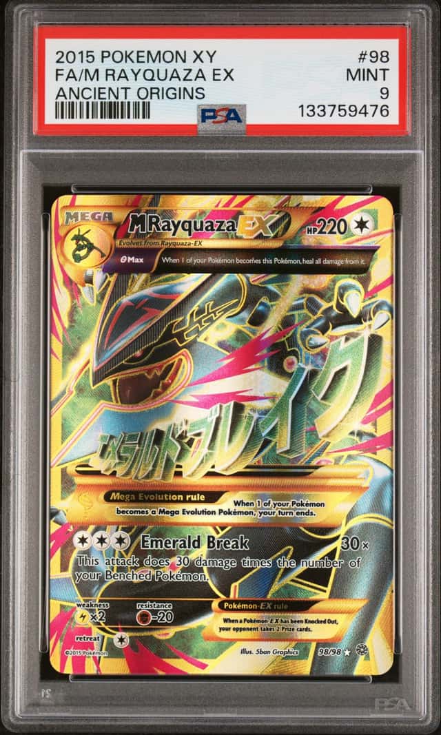 2015 Pokemon XY Ancient Origins #98 M Rayquaza EX Full Art Holo PSA 9