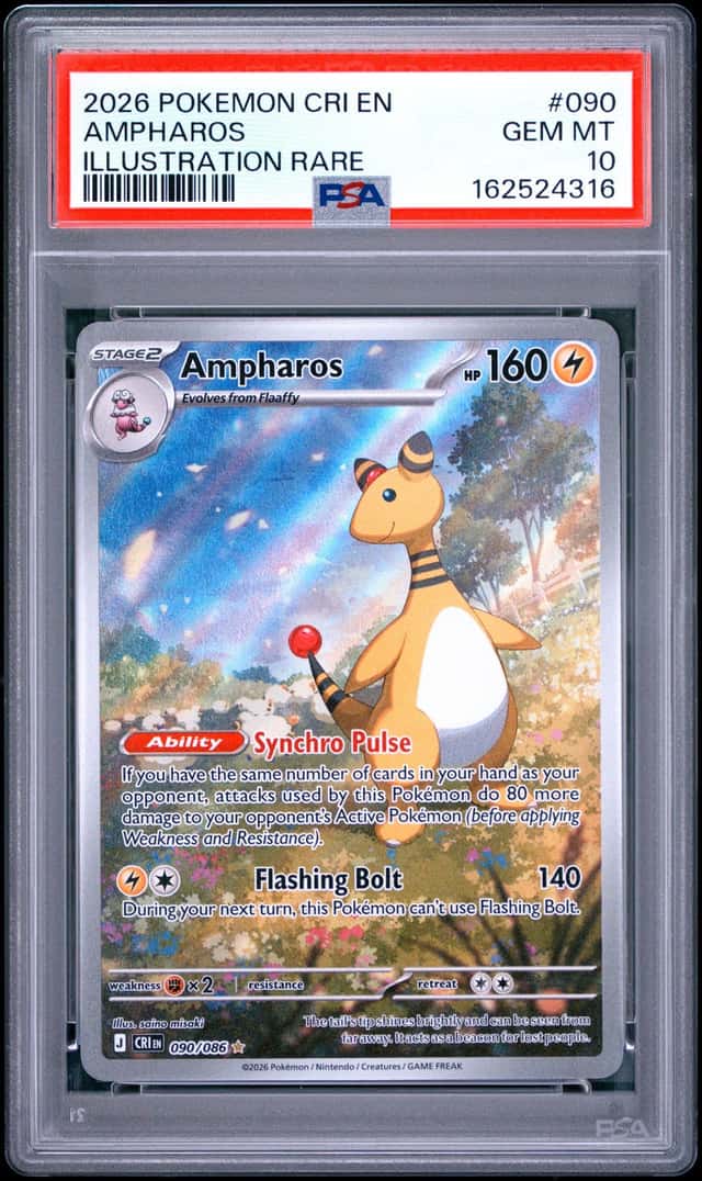 2026 Pokemon Chaos Rising Ampharos Illustration Rare #090/086 PSA 10 GEM MINT