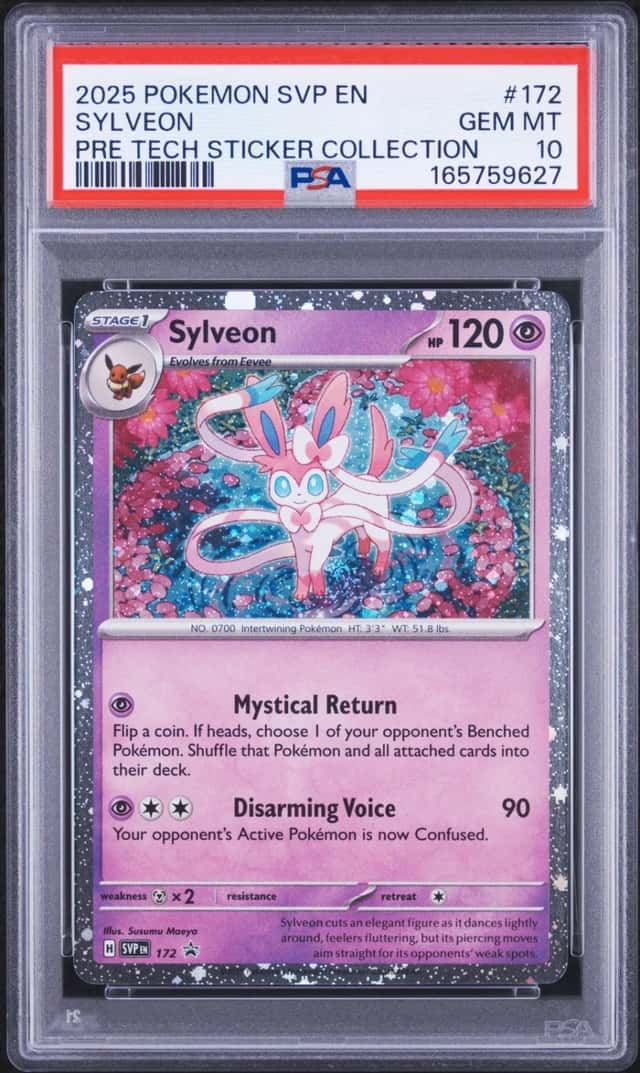 2025 POKEMON TECH STICKER PRISMATIC EVOLUTIONS TECH STICKER COLL SYLVEON PSA 10