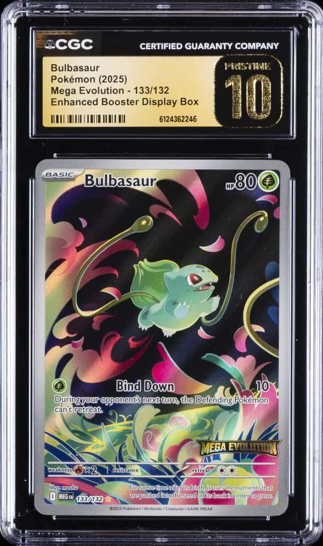 2025 POKEMON MEGA EVOLUTION ENHANCED BOOSTER DISPLAY BULBASAUR CGC 10 PRISTINE