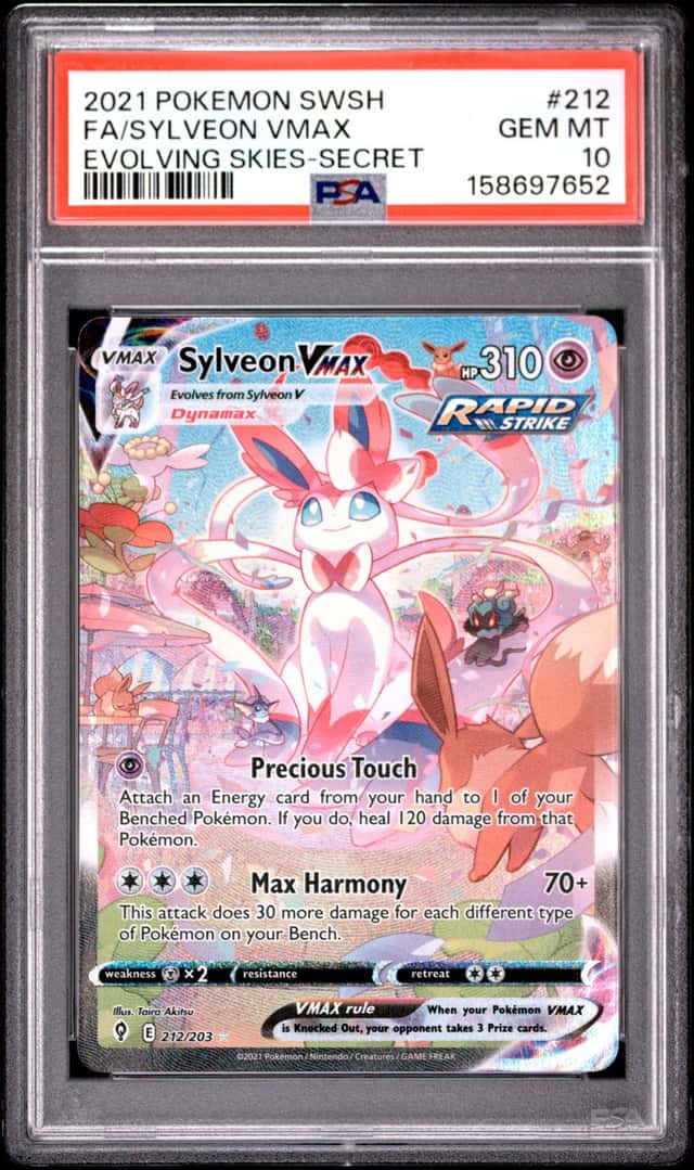 SYLVEON VMAX 2021 POKEMON EVOLVING SKIES SECRET FULL ART 212/203 PSA 10 Q6482