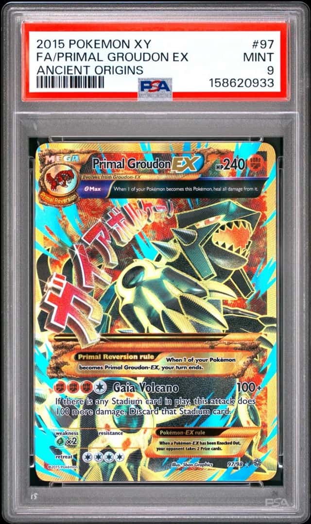2015 POKEMON XY ANCIENT ORIGINS #97 FULL ART/PRIMAL GROUDON EX PSA 9