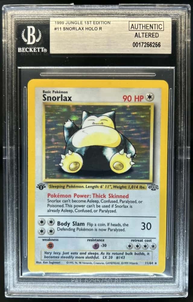 1999 Pokemon Jungle 1st Edition Snorlax #11/64 BGS AUTH