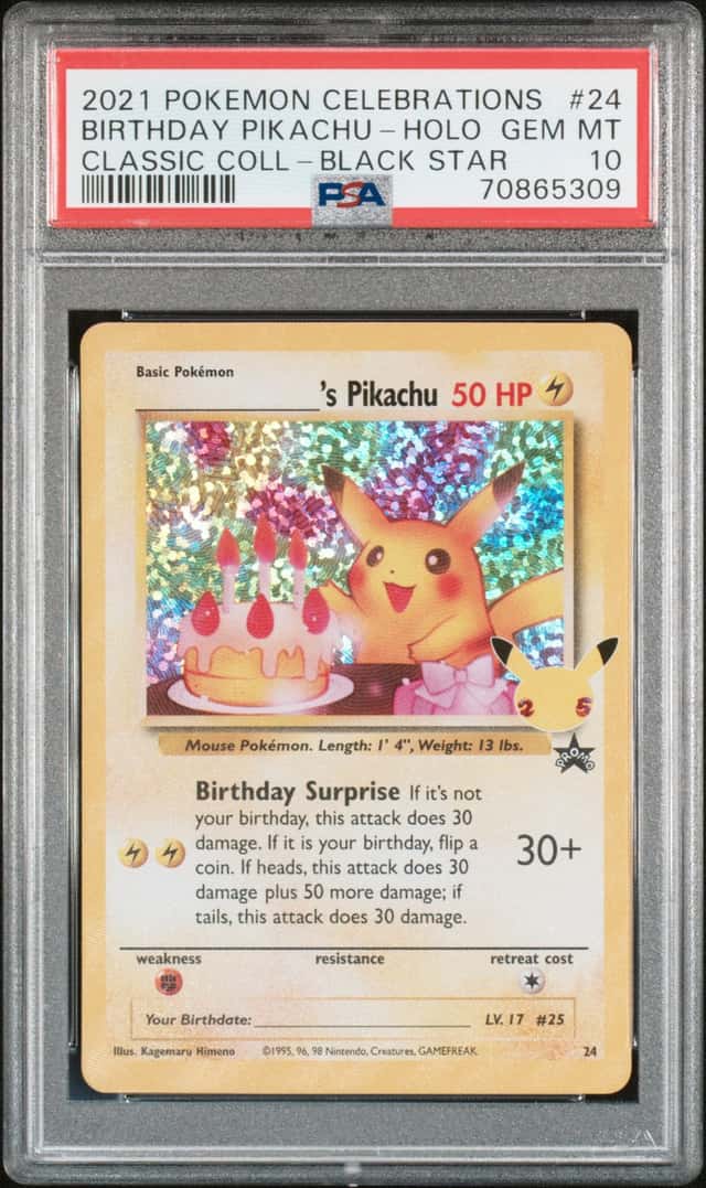 Pokémon TCG 2021 Birthday Pikachu Celebrations Classic Collection PSA 10 GEM MT