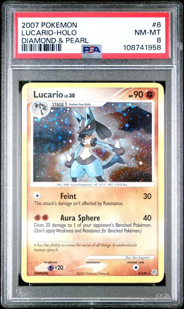 Pokemon Lucario Holo Diamond & Pearl 6/130 PSA 8