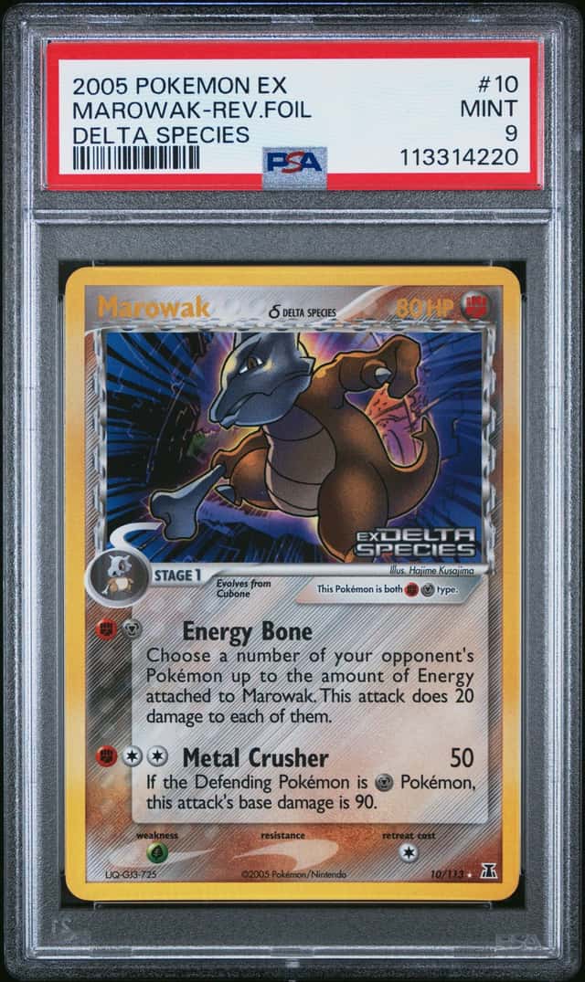 2005 POKEMON EX DELTA SPECIES #10 MAROWAK-REVERSE FOIL PSA 9
