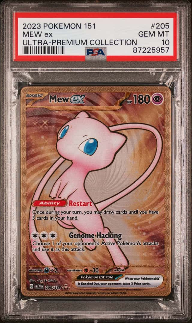 Mew ex 205/165 PSA 10 Metal Card 151 Ultra Premium Collection Pokemon Card