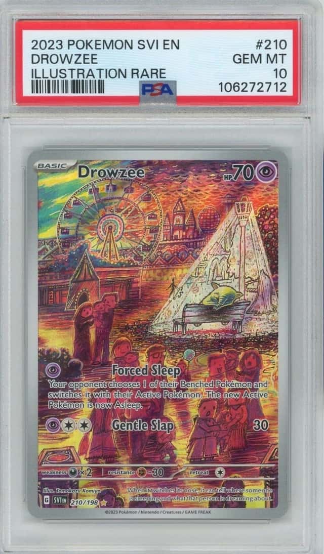 PSA GM 10 - DROWZEE 210/198 - ILLUSTRATION RARE - TOMOKAZU KOMIYA - SV BASE 2023