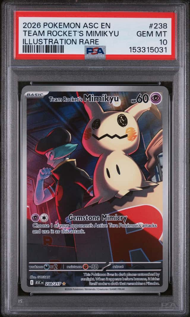 2026 Pokemon Team Rocket's Mimikyu Illustration Rare #238/217 PSA 10