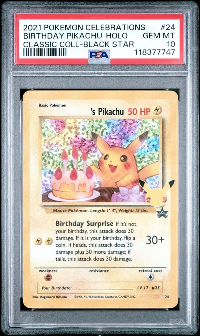 2021 POKEMON CELEBRATIONS CLASSIC COLLECTION #24 BIRTHDAY PIKACHU-HOLO PSA 10