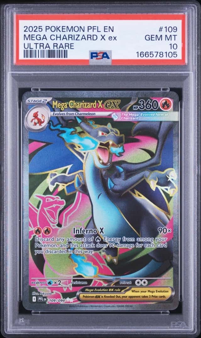 2025 POKEMON PFL EN-PHANTASMAL FLAMES ULTRA RARE #109 MEGA CHARIZARD X EX PSA 10