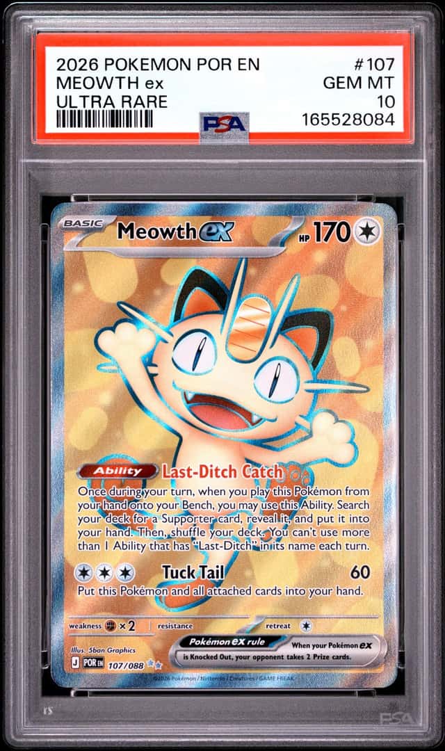 2026 POKEMON POR EN-PERFECT ORDER ULTRA RARE #107 MEOWTH EX PSA 10