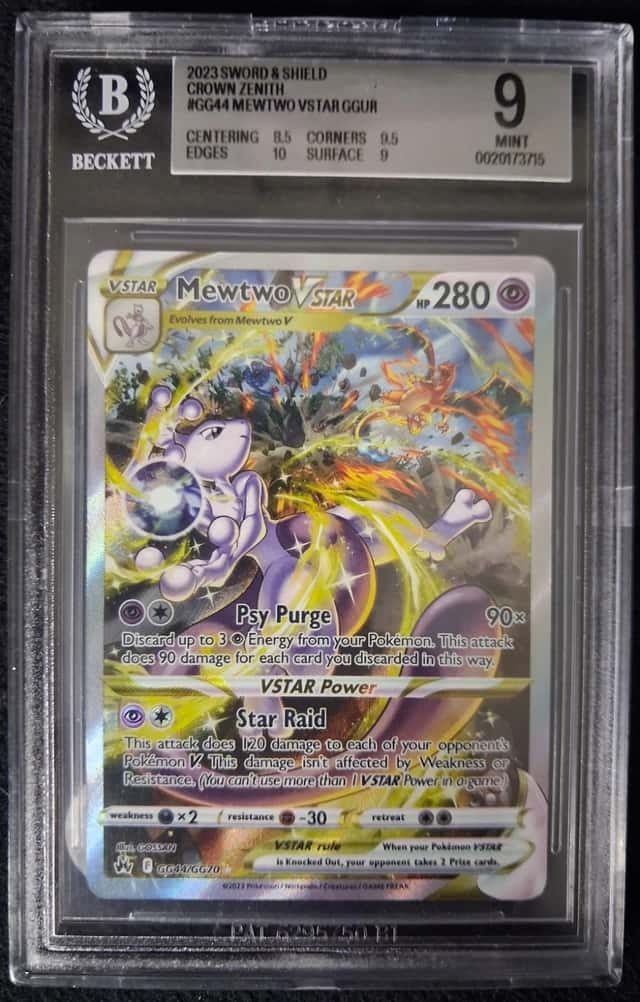 2022 Pokémon Mewtwo VSTAR GG44/GG70 Crown Zenith BGS 9 Mint Subgrades