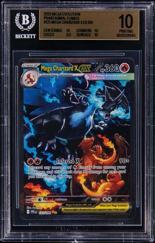 2025 Pokemon Mega Evolution Phantasmal Flames Special Illustration Rare #125 Mega Charizard X ex - BGS PRISTINE 10