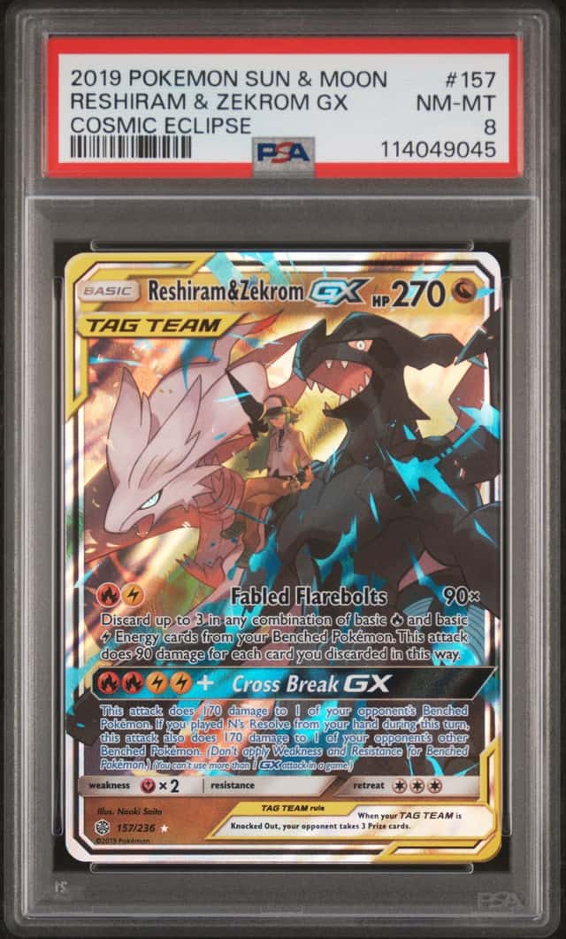 2019 Pokemon Sun and Moon Cosmic Eclipse Reshiram/Zekrom Gx #157