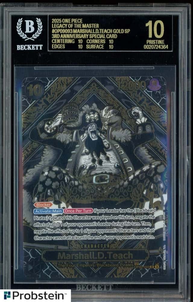 One Piece CCG Marshall D Teach 3rd Ann. Special Gold OP09-093 BGS 10 BLACK LABEL