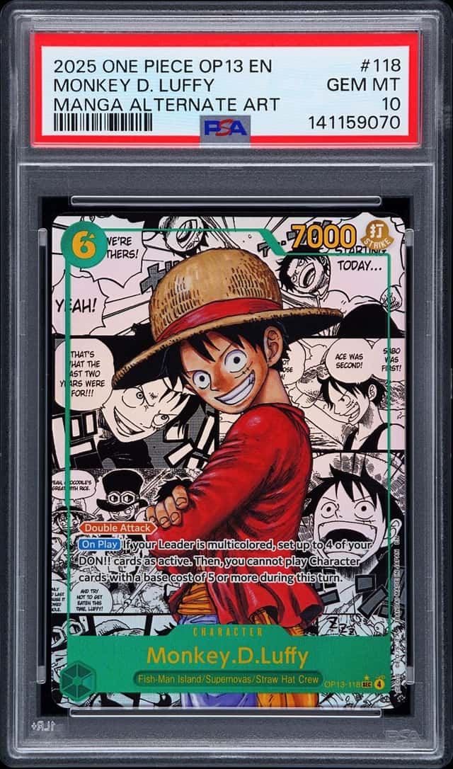2025 One Piece OP13 En Manga Alternate Art #118 Monkey D. Luffy PSA 10 GEM MINT