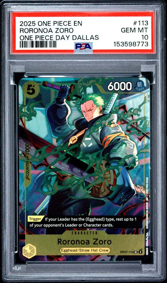 2025 ONE PIECE PROMOS ONE PIECE DAY DALLAS #113 RORONOA ZORO PSA 10