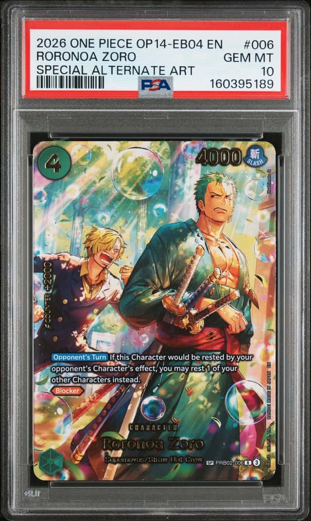 RORONOA ZORO 2026 ONE PIECE OP14-EB04-THE AZURE SEA'S SEVEN #006 PSA 10 GEM MINT