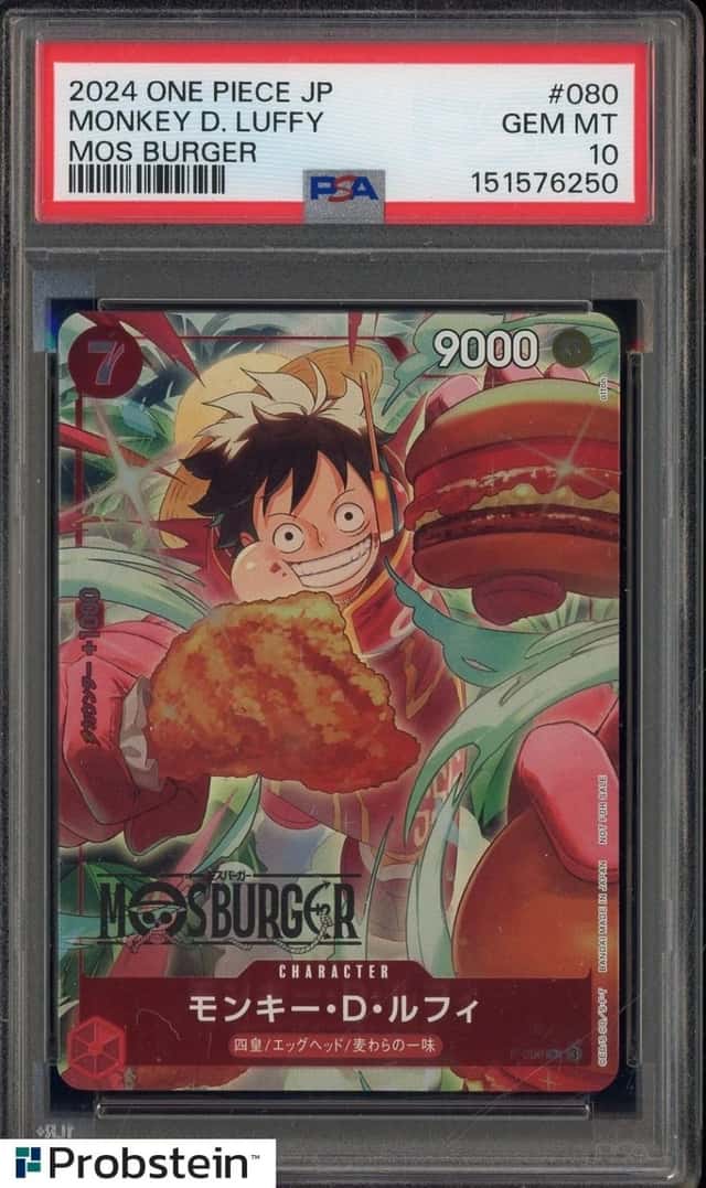 Auction #61 2024 One Piece JP Mos Burger #080 Monkey D. Luffy PSA 10 GEM MINT