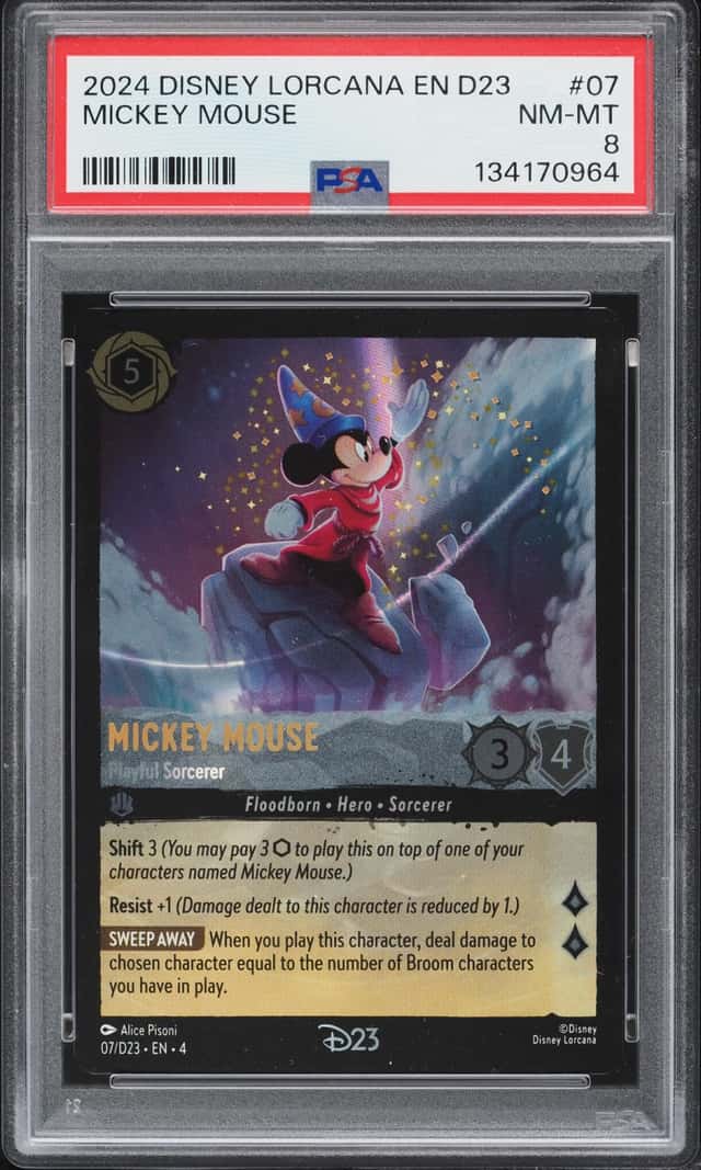 2024 Disney Lorcana Promo D23 Expo Mickey Mouse Playful Sorcerer #7 PSA 8 NM-MT