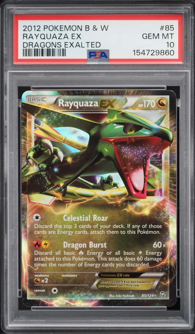 2012 Pokemon Black & White Dragons Exalted Holo Rayquaza EX #85 PSA 10 GEM MINT