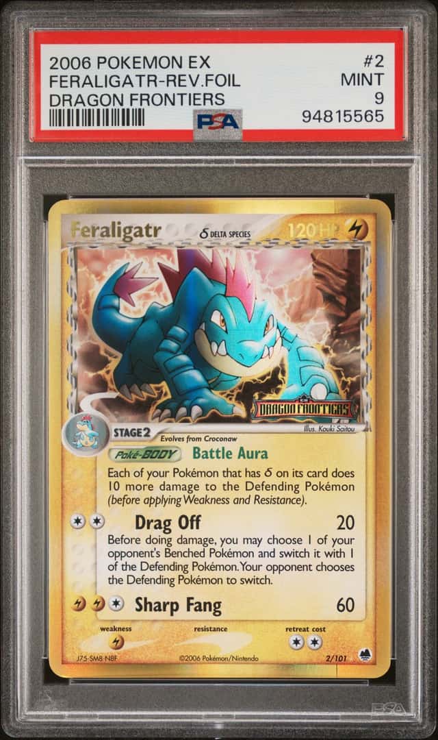 2006 Pokemon EX Dragon Frontiers Reverse Holo Feraligatr #2 PSA 9 MINT
