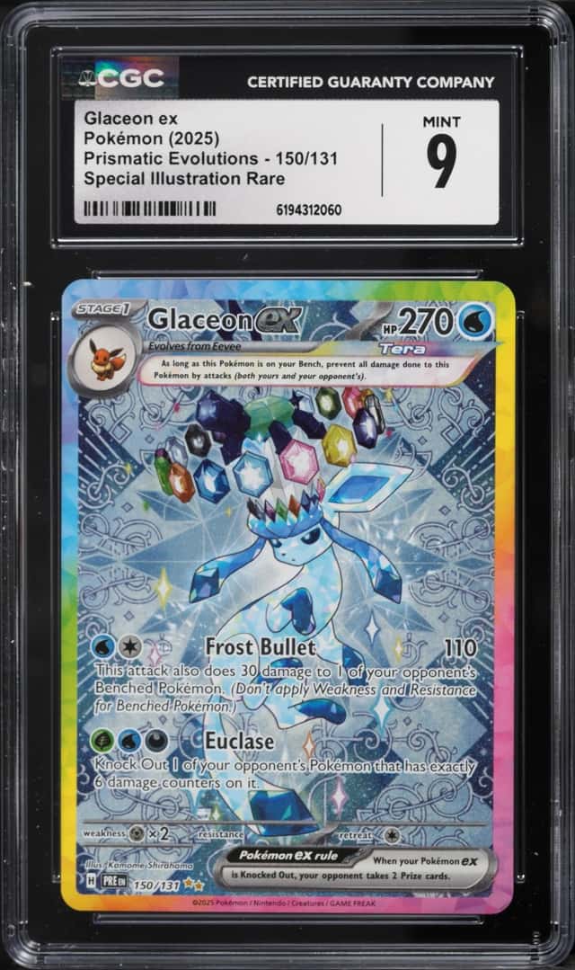 2025 Pokemon Scarlet & Violet Prismatic Evolutions SIR Glaceon ex #150 CGC 9 MINT