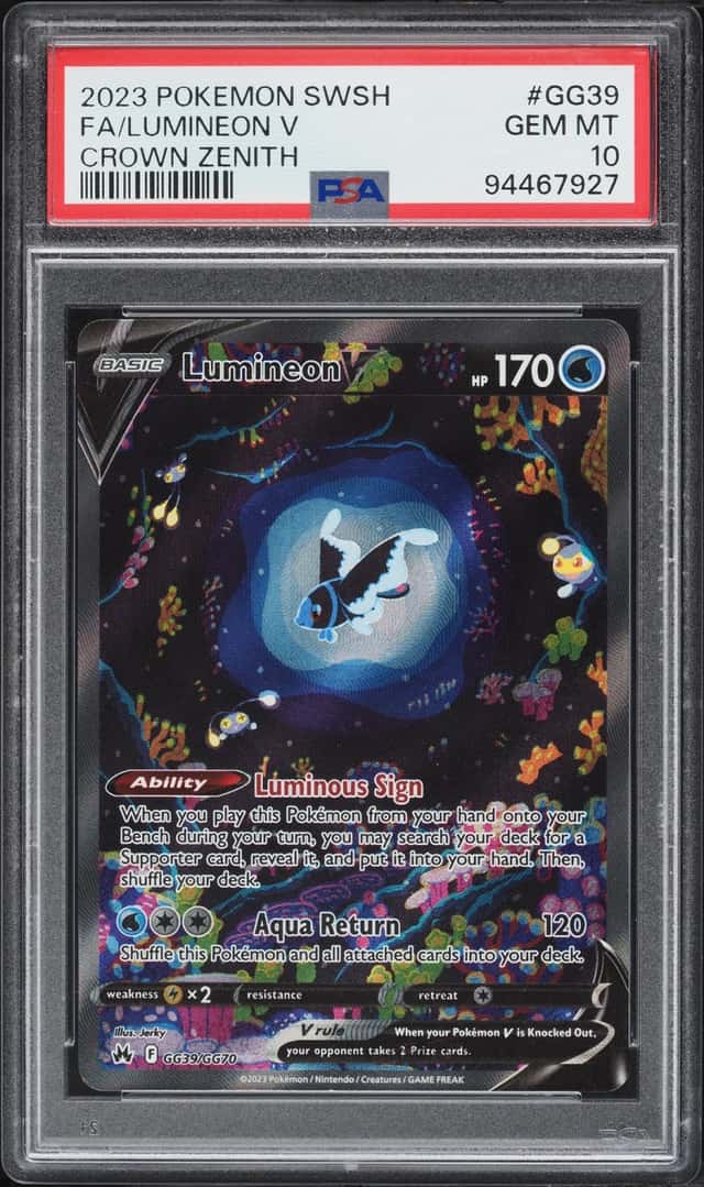 2023 Pokemon Sword & Shield Crown Zenith Alt Art Lumineon V #GG39 PSA 10 GEM MINT