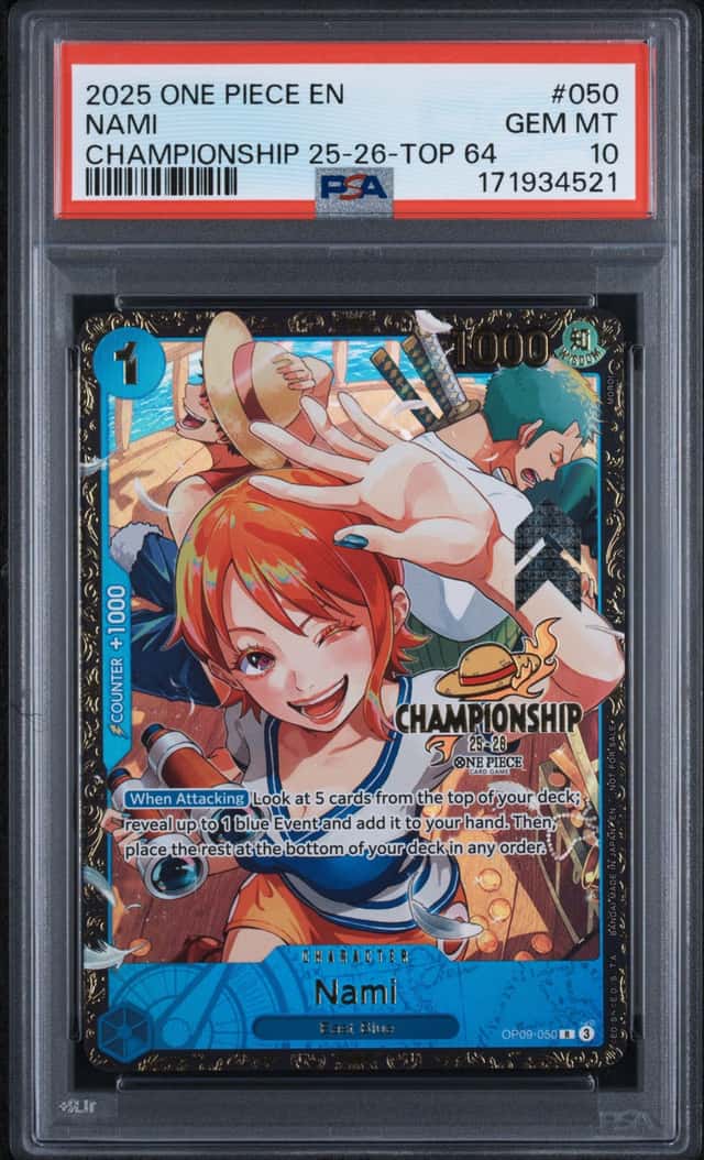 2025 One Piece EN Championship 25-26 Top 64 #050 Nami PSA 10 GEM MINT