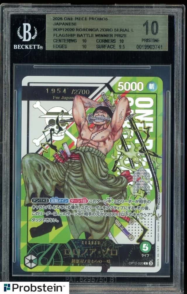 2026 One Piece Promo JPN Roronoa Zoro Serial Flagship Battle Winner Prize BGS 10
