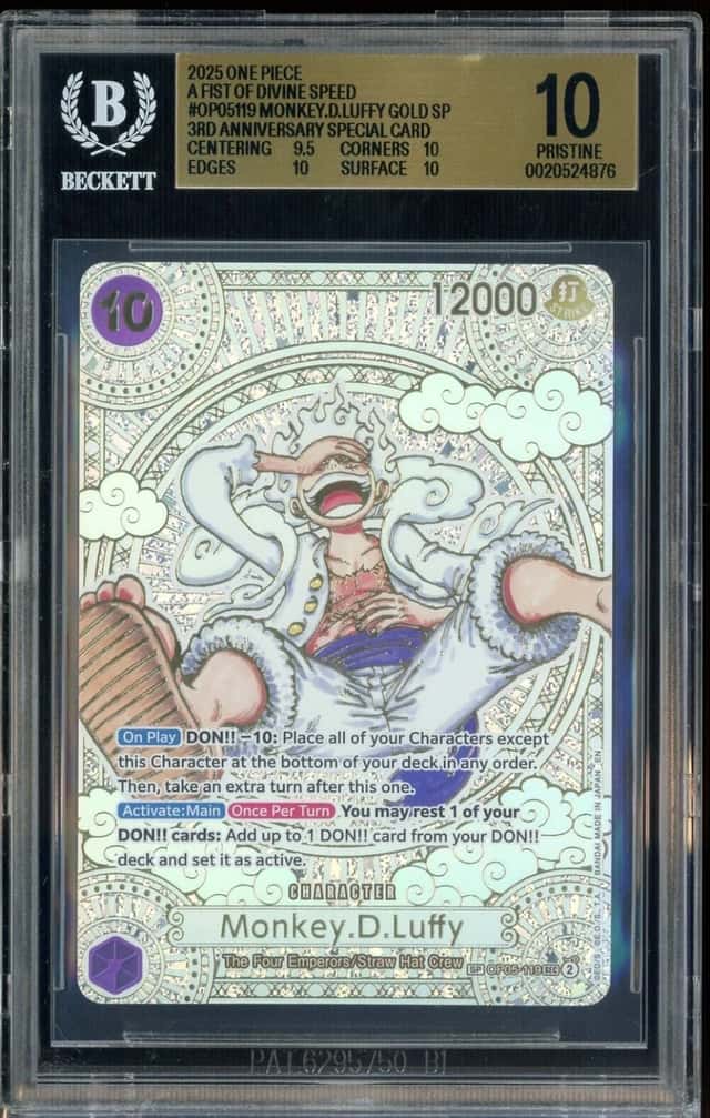 2025 One Piece 3rd Anniversary Special Gold Monkey D Luffy BGS 10 PRISTINE