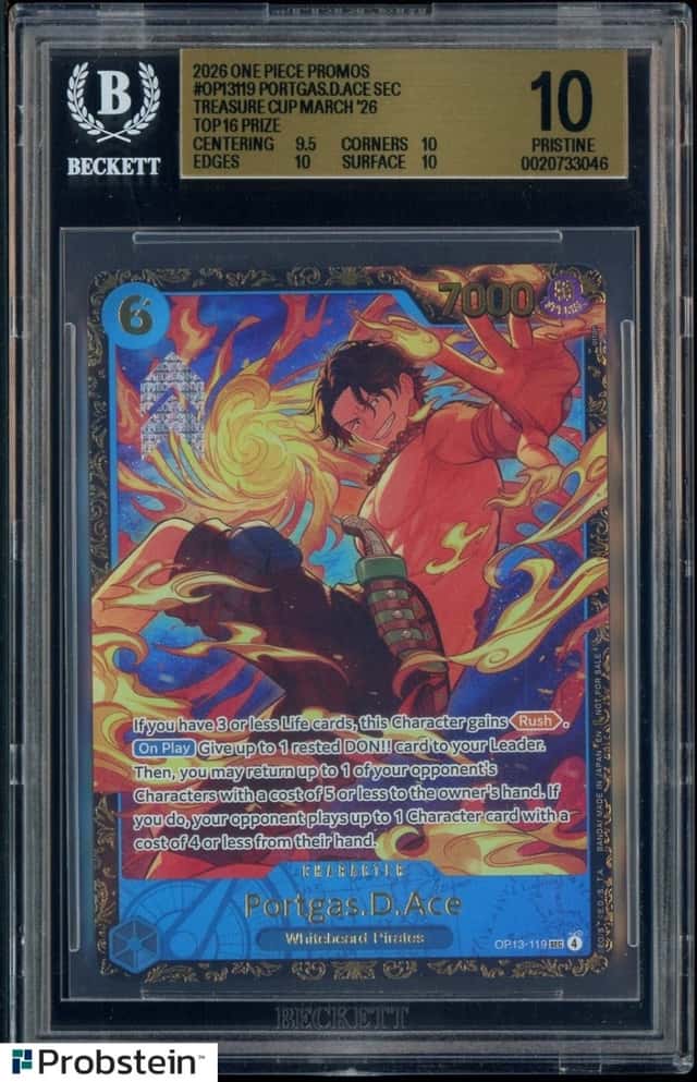 2026 One Piece English OP13 Portgas D Ace Treasure Cup Top 16 BGS 10 PRISTINE