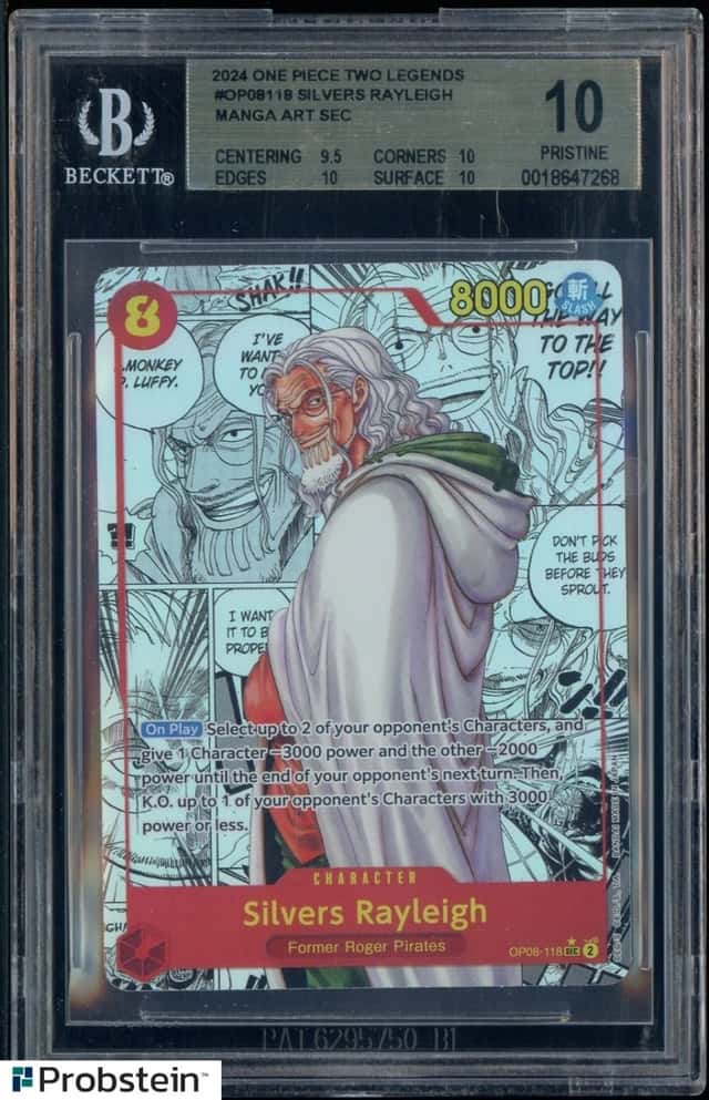 2024 One Piece English OP08-118 Silvers Rayleigh Manga Alt Art BGS 10 PRISTINE